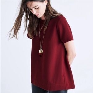 Madewell tailored textured tee in burgundy xxs
